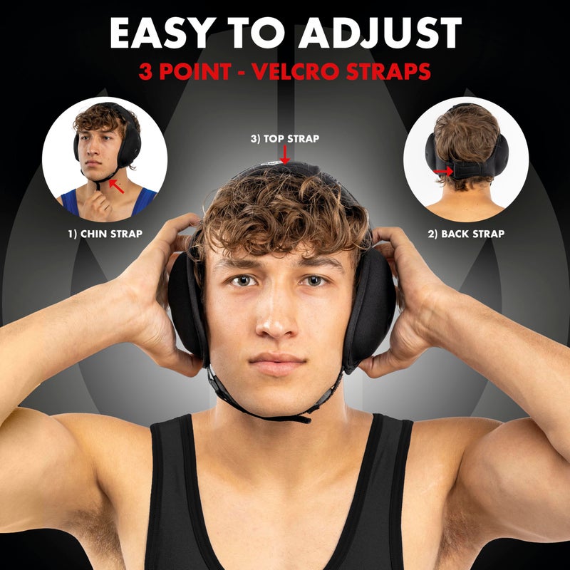 Matman Dynasty Adult Wrestling Headgear â€“ Men & Womenâ€™s Soft & Comfortable Protective Ear Guards for Wrestling, BJJ & MMA (Black) - Image 5